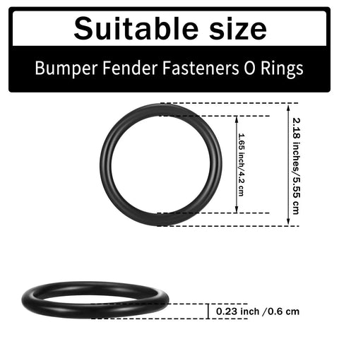 50 Pieces Car Bumper Fasteners Set With O Rings And Black Washers Replacement Rubber Clips showing O ring dimensions