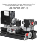 Baxnore Mini Lathe Kit, High Speed 12000RPM Metal Rotating Lathe With Drill Chuck, CNC Lathe Machine Parts showing detailed components.