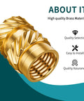 Beefy Brass Heat Set Threaded Inserts Kit For Plastic And 3D Printing, close-up of threaded brass insert with grooves