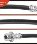 Close-up of Brake Hydraulic Hose Kit For Toyota And Scion Rides Front And Rear 2 Pack showing hose details and metallic fittings.