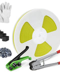 Boss Level Polypropylene Strapping Kit, 1/2 By 3200 Inch Bands, tools, gloves, metal seals for heavy shipping jobs.