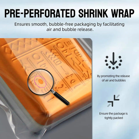 Solid Pack Of Two Hundred Four By Six Heat Shrink Bags Pulling Off A Knockout Tight Seal For Books And Bath Bombs Durable Food Grade Plastic Wrap For Everyday DIY with pre-perforated design.