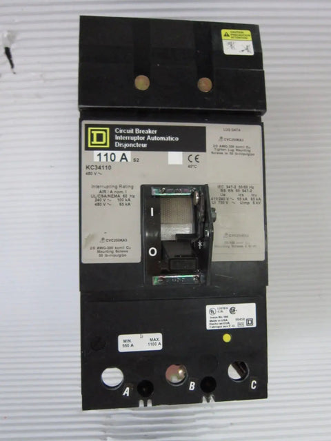 Premium Three Pole Circuit Breaker Delivers 110 Amp At 480 Volt Capacity for industrial power panel use.