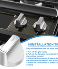 Easy Swap 5 Pack Gas Range Knob Replacements For Oven And Stove Controls Replaces W11122869 And W10850033 shown with installation tips