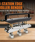 3 Station Edge Roller Bender For Sheet Metal Roofing Bends 0 To 90 Degrees Adjustable Depth on a workbench