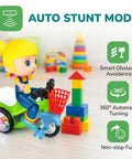 360 Degree Electric Stunt Tricycle Toy With LED Lights And Music, Omnidirectional Wheels For Kids, push ride-on trike with basket