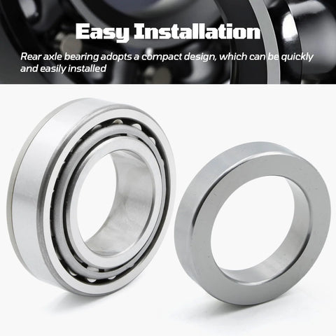 Beefed Up Rear Axle Bearing Kit With Inner Spacer And Differential Seal Kit For Model 20 Dana 44 And Nissan M226 Jeep Wrangler JK 2007 Through 2018 Non Rubicon Replacement 1 Set showing metal bearing and spacer.