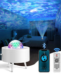 Ocean Wave Projector Night Light With 14 Galaxy Colors And 10 Celestial Modes Including 9 Planets And 1 Star in bedroom with remote