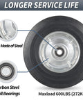 10 Inch By 2.5 Inch Flat Free Solid Rubber Tire With 5/8 Inch Axle Bore Hole And 2 1/4 Inch Hub for Hand Trucks, durable steel rim.