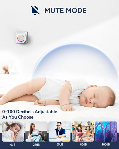 Plug In Wireless Doorbell With RGB Lighting And 1300 Ft Range For Home Office Classroom And Store IP66 Waterproof in Mute Mode