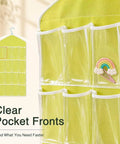 Smooth Over Door Shoe Hanging Storage Bag With Sixteen Clear Pockets For Fast Closet Setup And Hassle Free Dorm Room Essentials Total Game Changer Flex with transparent pockets displaying rainbow hair clips.