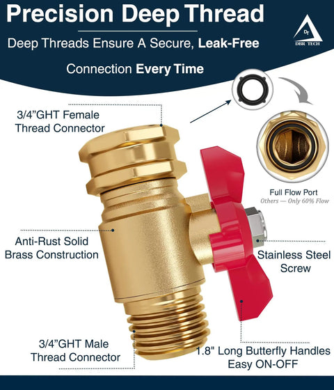 Brass Garden Hose Shut Off Valve Three Quarter Inch Full Flow Design Built Tough And Heavy Duty 2026 Edition with red handle