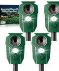 Solar Ultrasonic Deer Repellent With Motion Sensor And Led Flashing Lights For Outdoor Yard Garden And Lawn Keep Deer Cats Raccoons Coyotes And Dogs Away With Waterproof Weatherproof Design, 4-pack