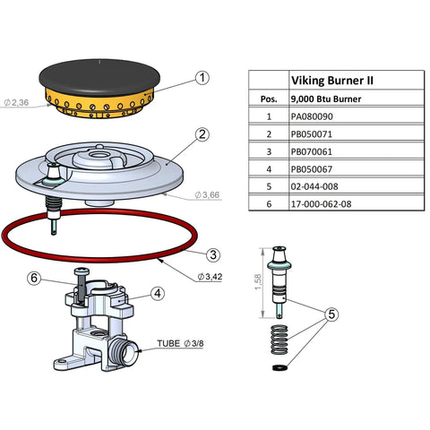 BBurner Replacement For Viking PA080090 Gas Range OEM Part Pro Grade Built To Last Easy Install DIY Friendly Burner Element