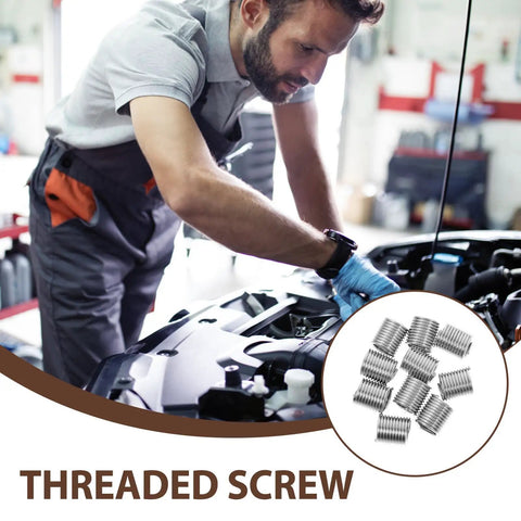 Mechanic using Stainless Steel Threaded Sleeve Insert Kit For Automotive Maintenance And Machinery Repair 10 Pack M8 Gearhead Approved