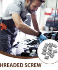 Mechanic using 10pcs Stainless Steel Threaded Sleeve Inserts Kit M8 For Repairing Damaged Threads in a car workshop.