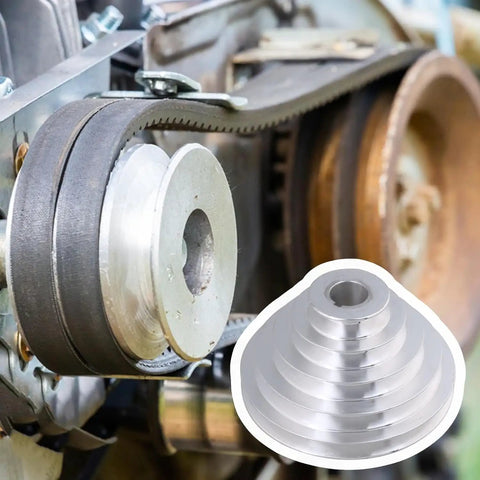 Aluminum Pagoda Pulley Wheel Set For Benchtop Drill Press With 14Mm Shaft And 5 Step Transmission, V Belt Compatible Drive System