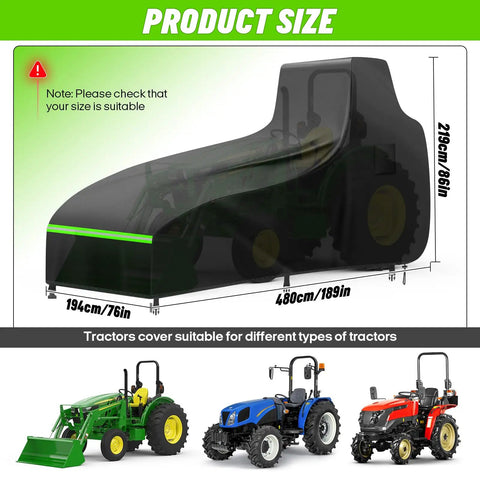 Heavy Duty Universal Tractor Cover Waterproof 600D Oxford Cloth With Air Vent And Reflective Strips Front Loader Backhoe Compatible