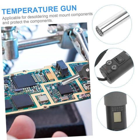 Dope 110V Portable Heat Gun Soldering Station With LCD Display desoldering a circuit board for electronics repair