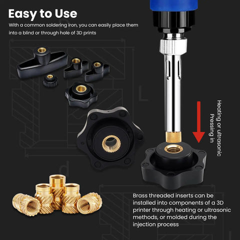 Heavy Duty Knurled Brass Threaded Inserts 1200 Piece Badass Assortment Kit Covering M1 To M1.7 Metrics For Heat Set Plastic Repairs And 3D Printing Mods With Slick Tweezer