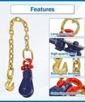 2 Ton Snatch Block With 2 Ft G70 Chain For Flatbed Tow And Recovery, beefy heavy duty tow block with 3 inch sheave