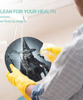 Person washing Death Scythe Round Tempered Glass Cutting Board With Non-Slip Rubber Feet under running water