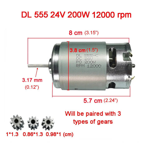 24V 555 12000RPM Electric Motor High Speed DC Drive Engine Upgrade For Ride On Car Replacement Parts SUV Truck Gearbox Motor And Connect Accessories Cables Included