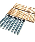 Heavy Duty Replacement Screws Hardware Kit For Kallax Two By Four Shelf Unit includes eight steel bolts and forty four wooden dowels.