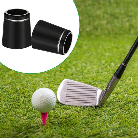 12 Pack Black Golf Ferrules For Irons 0.355 Inch Ferrule Tips With Silver Ring Sleeve Adapter Durable Plastic Shaft Ferrule Set