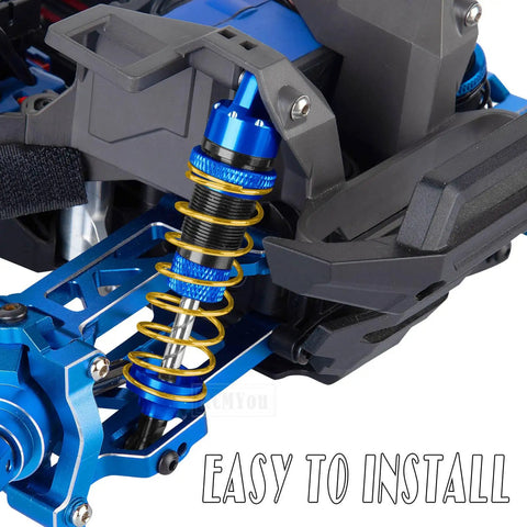 Beefed Up Big Bore Aluminum RC Shocks Upgrade Kit For One Sixteenth Mini Maxx 4WD And Mini XRT VXL Three S Trucks Navy Blue
