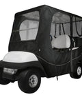 Deluxe Four Person Golf Cart Enclosure In Black With Clear Windows For Yamaha Club Car EZ Go Weatherproof Roof Cover Gardelle Fabric