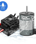 Waterproof S3650 4300KV Brushless Motor With 3.175mm Shaft 60A ESC Heatsink in water display, IP66 rating shown