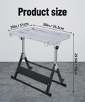 Built Tough Folding Welding Table 44 By 21 Inches Heavy Duty Steel Workbench shown with product size dimensions labeled.