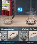 Comparison of laser engraving with and without Air Assist Pump For Laser Engravers And Cutters With Adjustable 0 To 30 Lpm Airflow