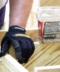 Person using MAX Drive Exterior Decking And Outdoor Wood Screws With Bronze SKT Coating For Exterior Wood 2.5 Inch Number Ten 6 Lobe 25 Drive No Pre Drill 240 Pack Includes One Bit In Jar For Decks Fences And Outdoor Wood V56101