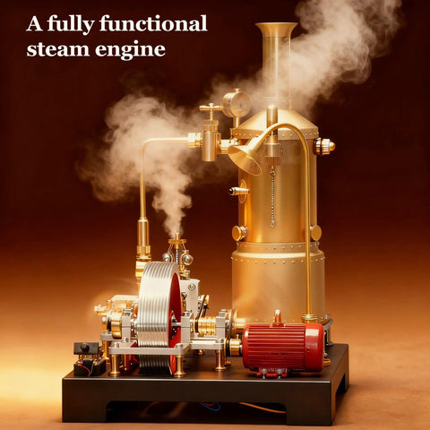 Totally Hands On Mini Steam Engine Kit With Full Boiler System, Generator And Lighting, A Realistic Metal Stationary Mill Model on base