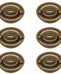 Ring Pull Cabinet Handles Set Six Pack Brass Bronze Finish For Dresser Cupboard Wardrobe Drawer 80x57mm Pulls For Bedroom Kitchen Home Decor Old School Vintage Style Hardware