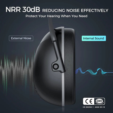 Diagram showing 35dB Hearing Protection Ear Muffs For Noise Reduction And Chill Silencing with noise reduction visual.