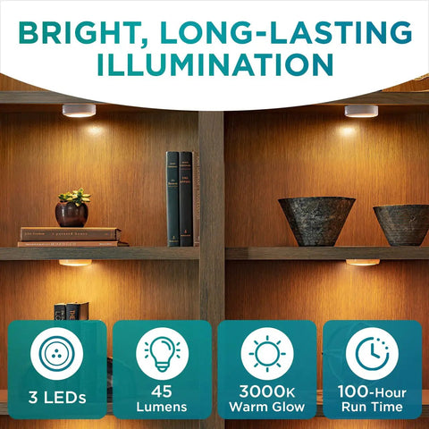 Ultra Thin Wireless LED Touch Lights Pack Of 2 For Under Cabinets Closets And Countertops Battery Operated Puck Lights