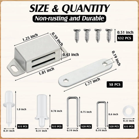 Spring Loaded Plantation Shutter Pins And Heavy Duty Magnets Complete 125 Piece Repair Kit With Screws For Windows Doors Hangs Tight With Breeze Top Shelf Hardware sizes and quantities with non-rusting parts.