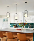 Modern Black Pendant Light With White Glass Globe Shade For Kitchen Island And Bedroom Matte Finish Ceiling Fixture Large Globe Pendant Light