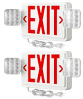 2 Pack Red Exit Signs With Emergency Lighting And 90 Minute Battery Backup, Built Tough Flame Resistant Shell, No Hassle Plug In Cord for safety.