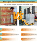 Comparison of manual wrapping vs Automatic Pallet Stretch Wrapping Machine With Advanced Plc Interface engineered for efficiency.