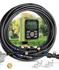 Outdoor Misting System With 26 Foot Hose, 7 Brass Nozzles, Three Quarter Inch Brass Adapter And Programmable Water Timer For Patio Cooling And Garden Irrigation, Auto Mist Mode And Irrigation Mode, Easy Setup.
