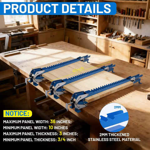 41 Inch Panel Clamps Set of 2 for Woodworking, Adjustable Four Way Steel Clamps for Tables Benchtops Cutting Boards Tabletops and Cabinet Making, Pro Grade Glue Ups, Warp Resistant, Heavy Duty Clamping Tools for Perfect Joints on wood panel