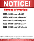 Fitment information for Front Wheel Bearing And Hub Assembly With Five Lugs For Subaru Baja Forester Impreza Legacy And Outback Fits 1990s Through 2008 Heavy Duty Replacement Reduces Noise And Vibration For Smooth Ride