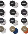 130 Pcs 3 Inch Sanding Discs Kit Wet Dry Grit 60 To 10000 with 10pcs each grit shown, black and grey discs for polishing.