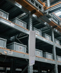Sleek Shelf Document Holder And Label Organizer Rack For Warehouse Supplies And Badges Beefy Lightweight Keeper on warehouse shelves.
