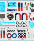 Kids Magnetic Science Kit With Electromagnet And Simple Circuit Experiments, 25 Magnet Set with accessories for education.