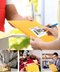 Person holding Yellow Self Seal Bubble Mailers 4x8 Exterior 4x7 Inner Padded Envelopes 100 Pack For Small Biz Shipping